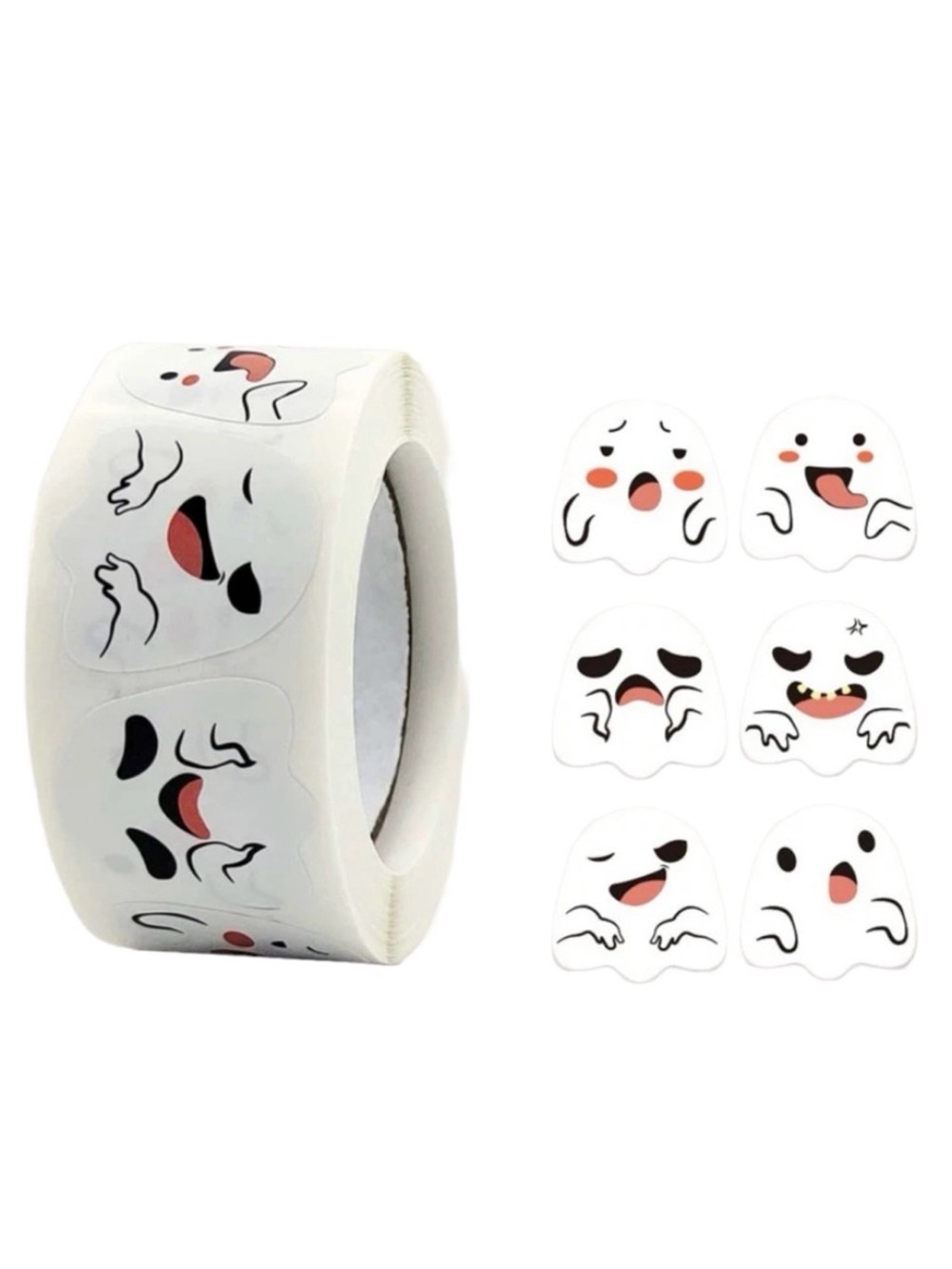 🎃 N Halloween Stickers 1" Ghosts 500ct Labels 6 Designs Thank You